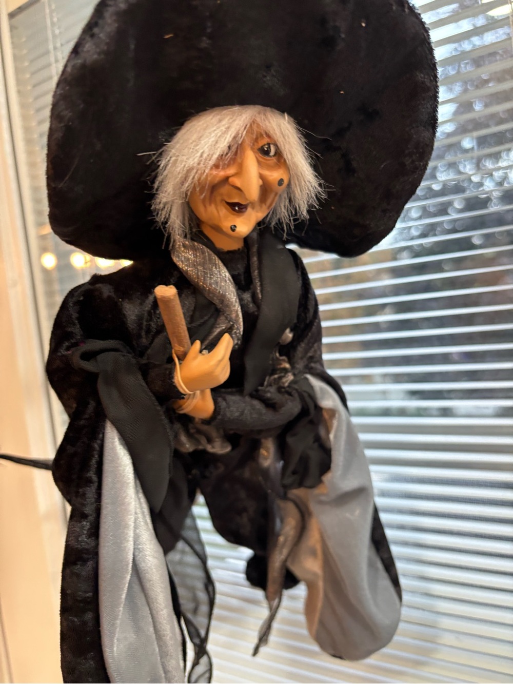 Halloween Flying Happy Witch with broom